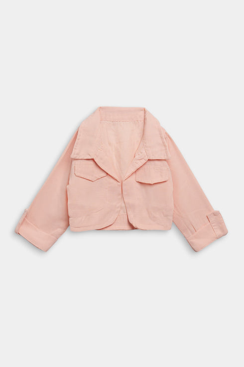 Printed Picnic Frock set - Peach