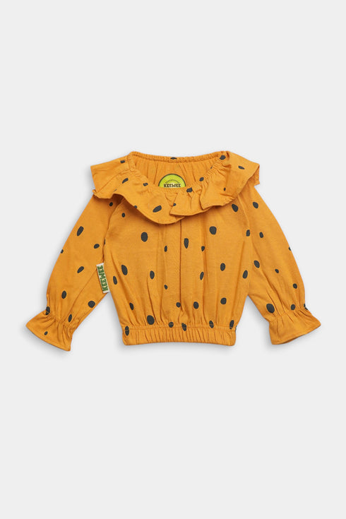 Printed Bow Romper - Yellow