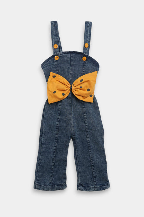 Printed Bow Romper - Yellow
