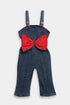 Printed Bow Romper - Red