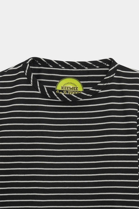 Printed Stripes Romper - Black