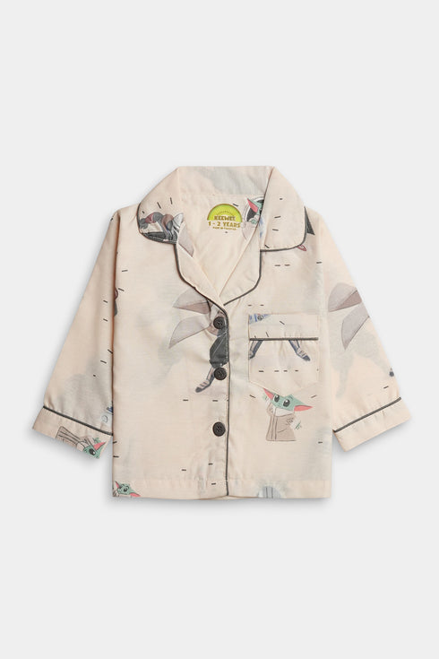 Printed Starwars Nightsuit - Beige