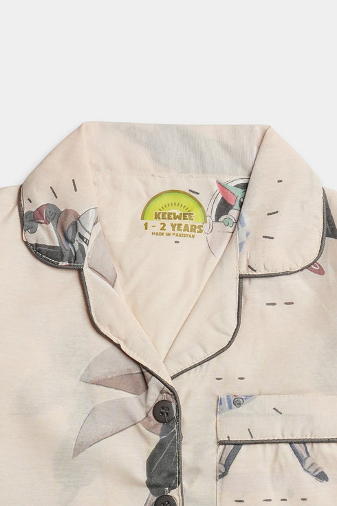 Printed Starwars Nightsuit - Beige