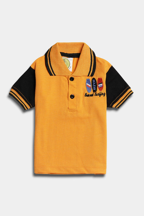 Embroidered Surf Polo Set - Black