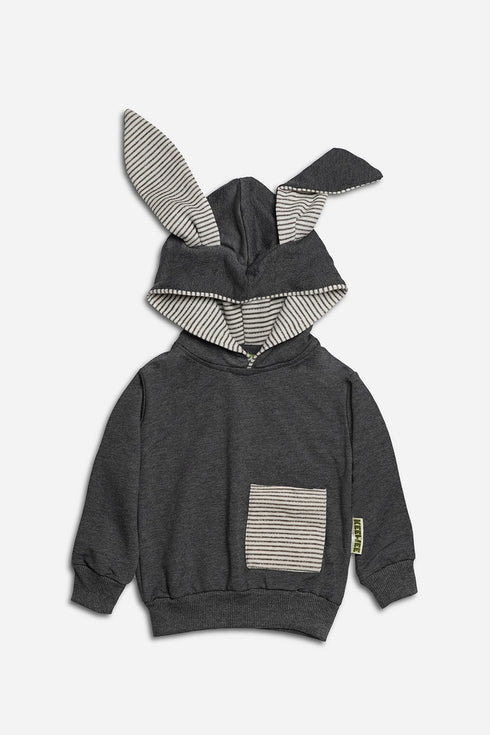 Pullover Bunny Hoodie - Grey