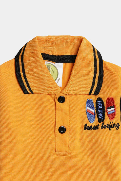 Embroidered Surf Polo Set - Black