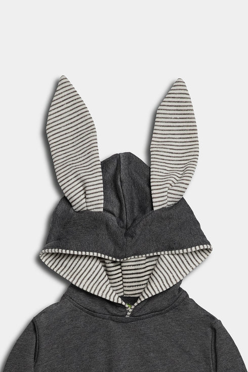 Pullover Bunny Hoodie - Grey