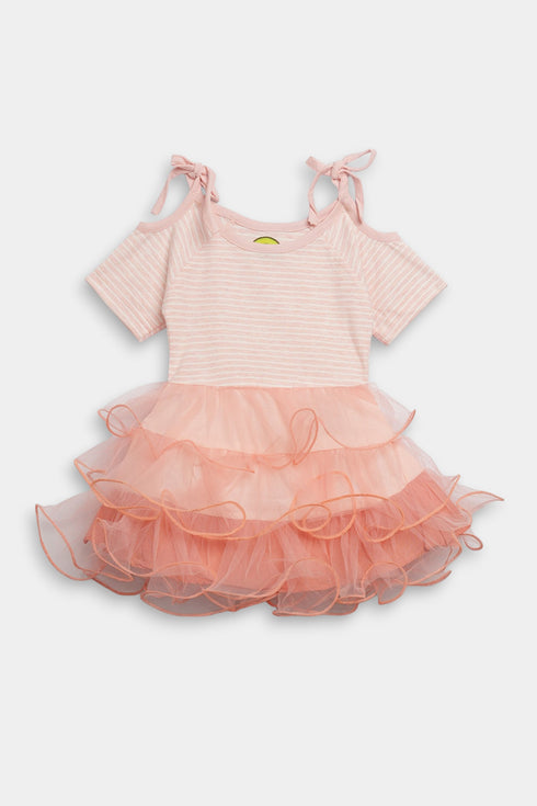 Striped Frock - Peach