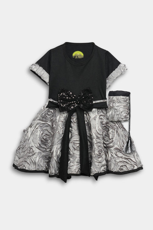 Printed Flower Frock - Black