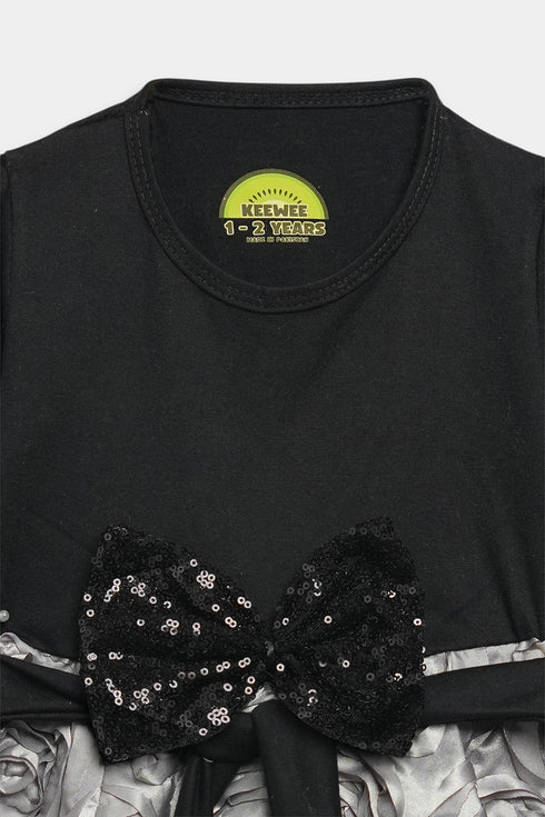 Printed Flower Frock - Black