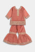 Embroidered Gharara Chiffon 3 Piece - Peach