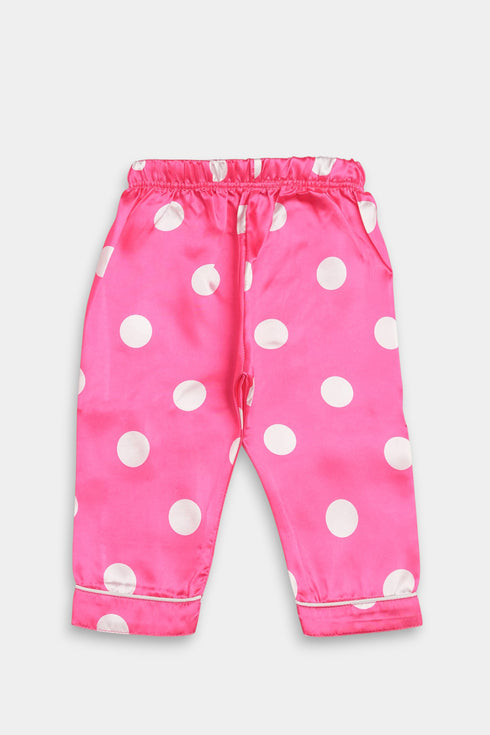Printed Polka Nightsuit - Pink