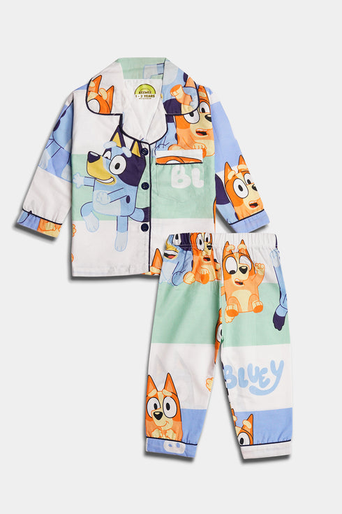 Printed Bluey Nightsuit - Blue
