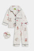 Printed Teddy Nightsuit - White