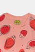Printed Strawberry Nightsuit - Pink