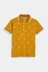 Printed Bird Polo Set - Mustard