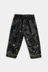 Printed Splash Silk Nightsuit - Black