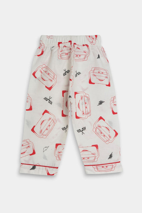 Printed Cars Nightsuit - White