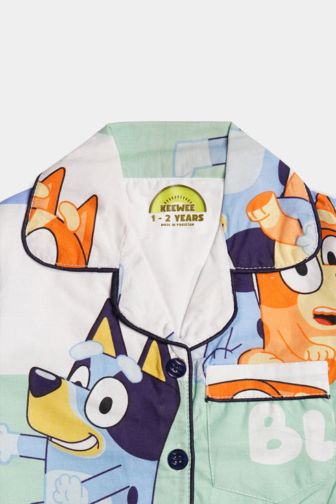 Printed Bluey Nightsuit - Blue