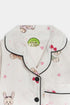 Printed Teddy Nightsuit - White
