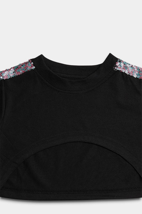 Sequins Cargo Set - Black