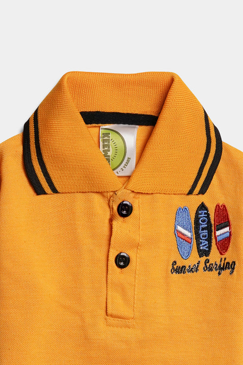 Embroidered Surf Polo Set - Yellow