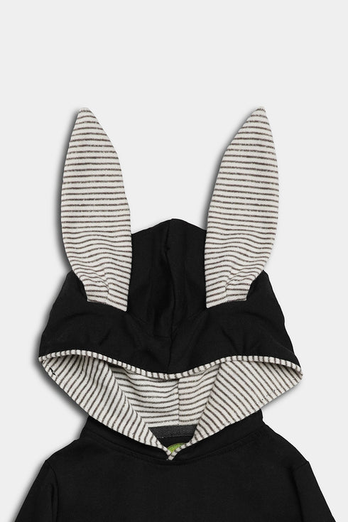 Pullover Bunny Hoodie - Black