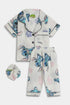 Printed Stitch Flowers Nightsuit - White