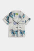 Printed Stitch Flowers Nightsuit - White
