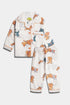 Printed Cat and Mouse Nightsuit - White