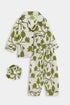 Printed Leaves Nightsuit - White
