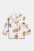 Printed Cat and Mouse Nightsuit - White
