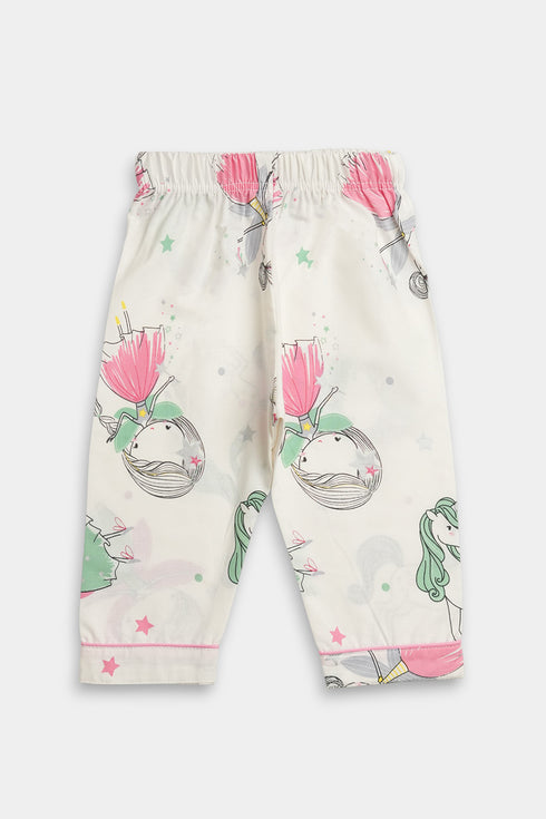 Printed Doll Nightsuit - White