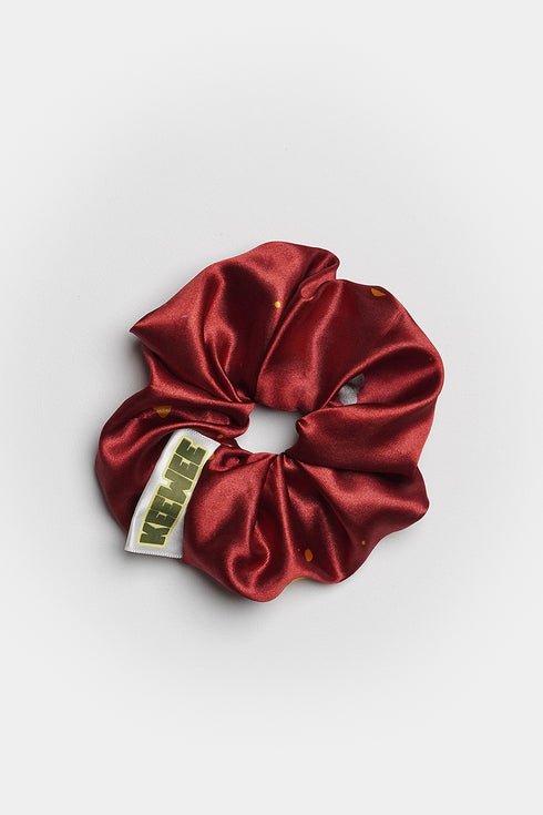 Printed Splash Silk Nightsuit - Red