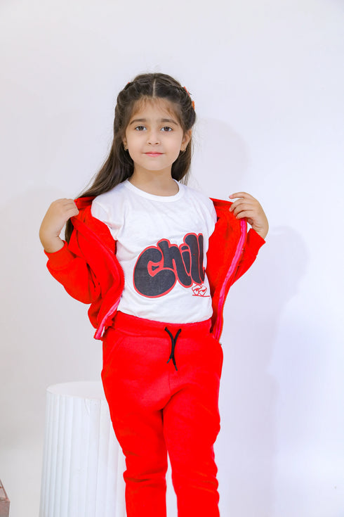 Printed Chill 3-Piece Tracksuit - Red