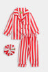 Printed Stripes Nightsuit - Red