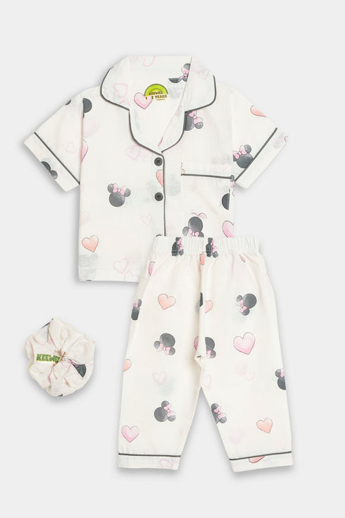 Printed Minnie Heart - White
