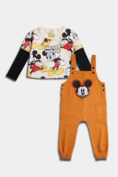 Printed Mouse Romper - Yellow