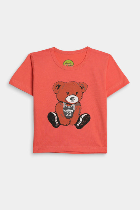 Printed Bear Nightsuit - Pink