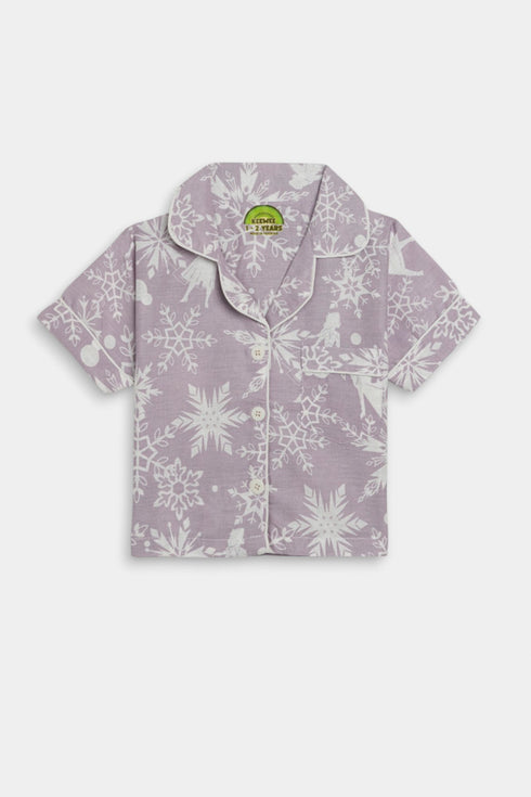 Printed Frozen Nightsuit - Purple