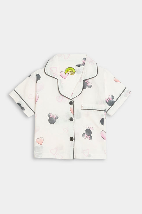 Printed Minnie Heart - White