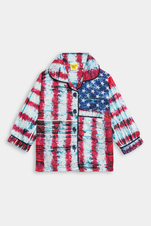 Printed America Nightsuit - Red