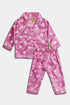 Printed Polka Silk Nightsuit - Pink