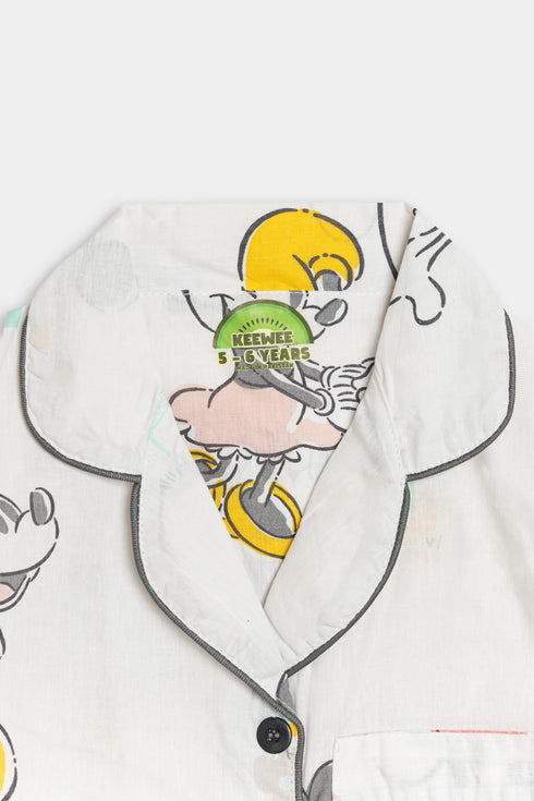 Printed Mouse Nightsuit - White
