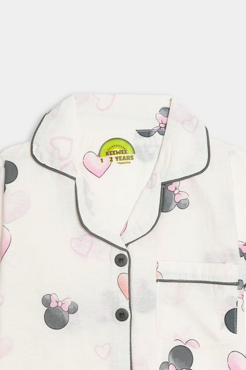 Printed Minnie Heart - White