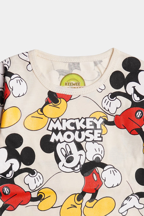 Printed Mouse Romper - Yellow