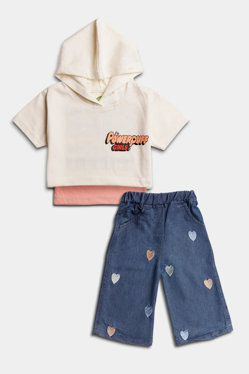 Printed Powerpuff Girls Set - Peach