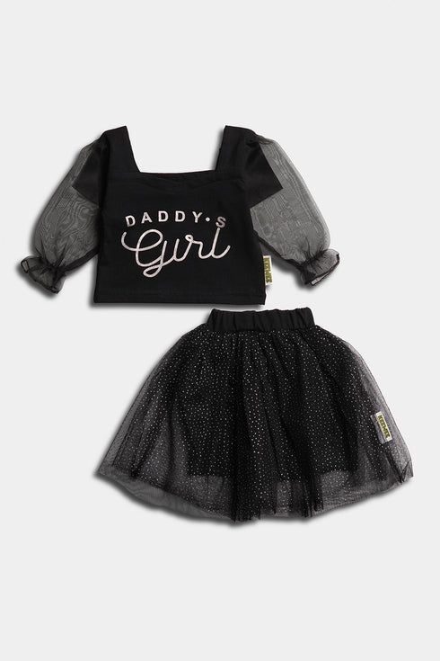 Printed Daddy's Girl Skirt Set - Black