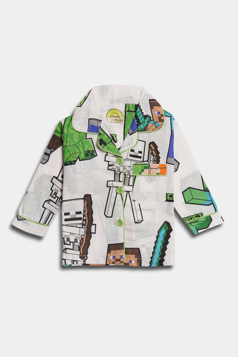 Printed Minecraft Nightsuit - White