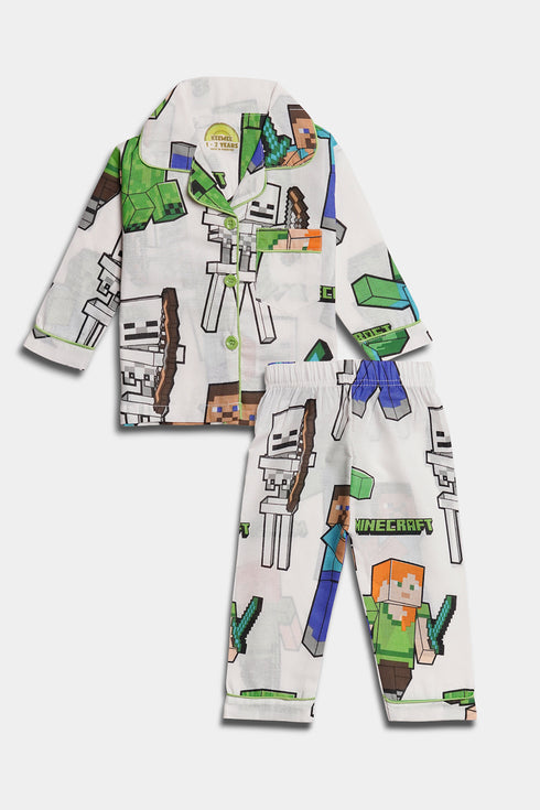 Printed Minecraft Nightsuit - White